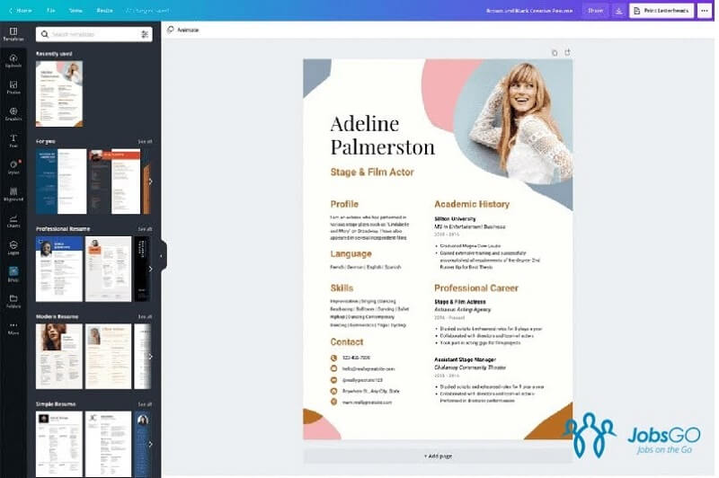 Canva - Website thiết kế CV đơn giản