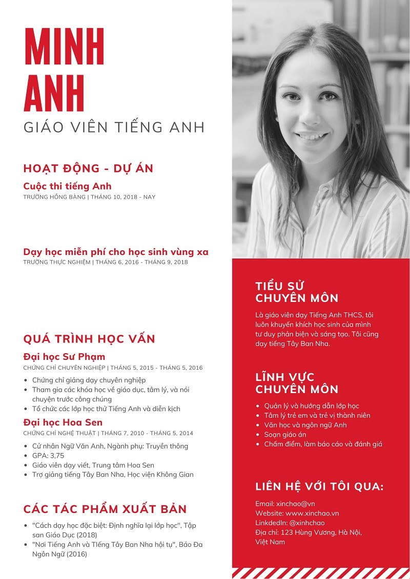 CV giáo viên tiếng Anh