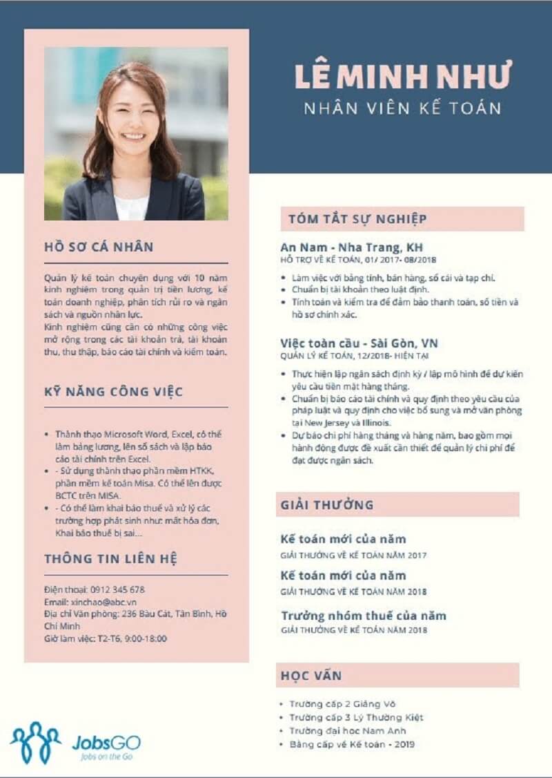 Mẫu CV Online Xin Việc Kế Toán