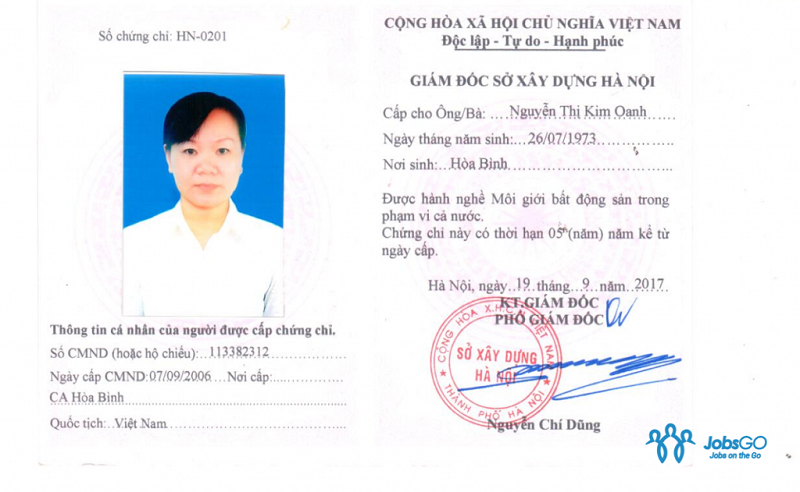 Chứng chỉ môi giới bất động sản