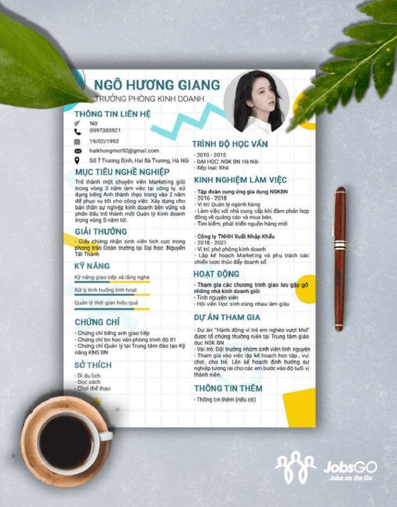 Mẫu CV Nổi Bật Cho Vị Trí Nhân Viên Kinh Doanh