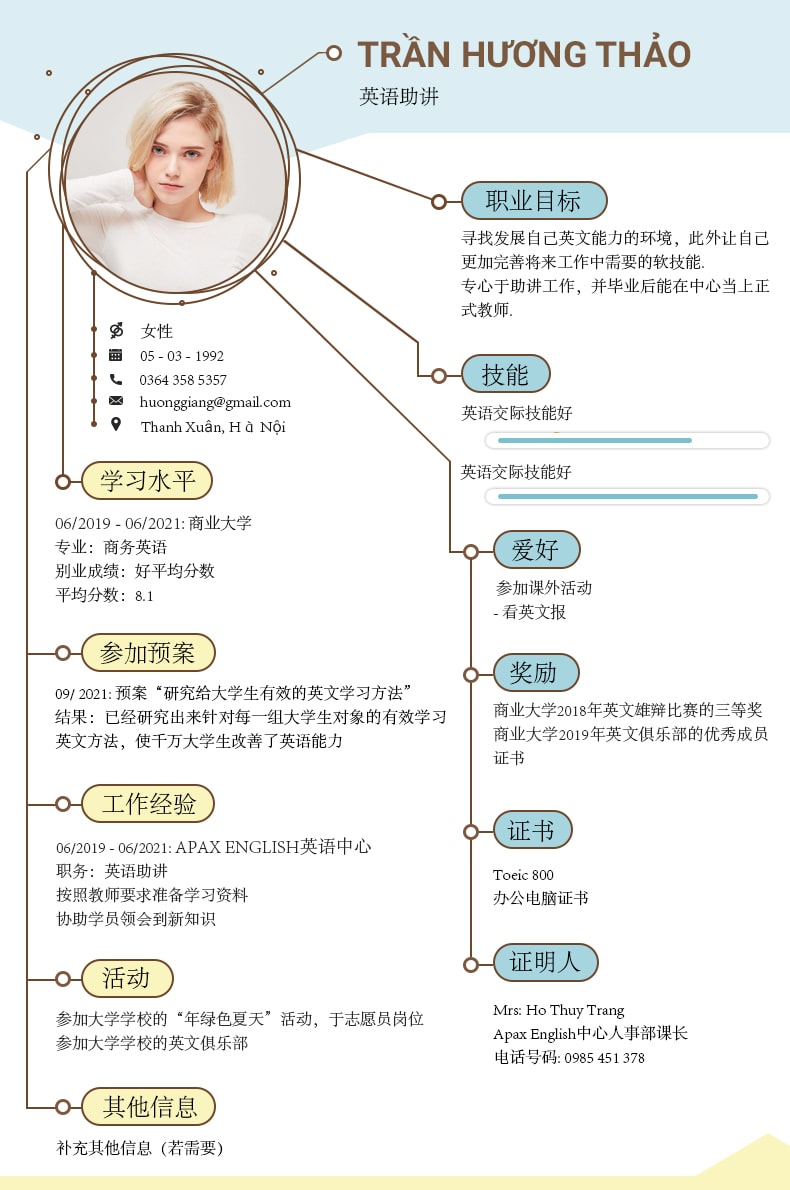 tạo cv tiếng trung