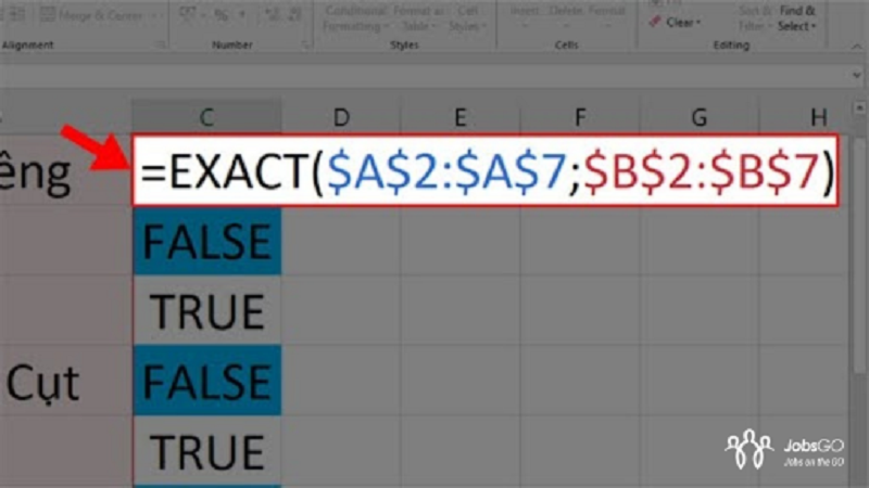 So sánh 2 cột trong Excel