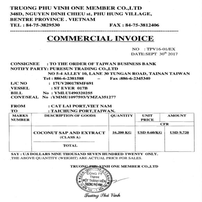  noi dung cua commercial invoice