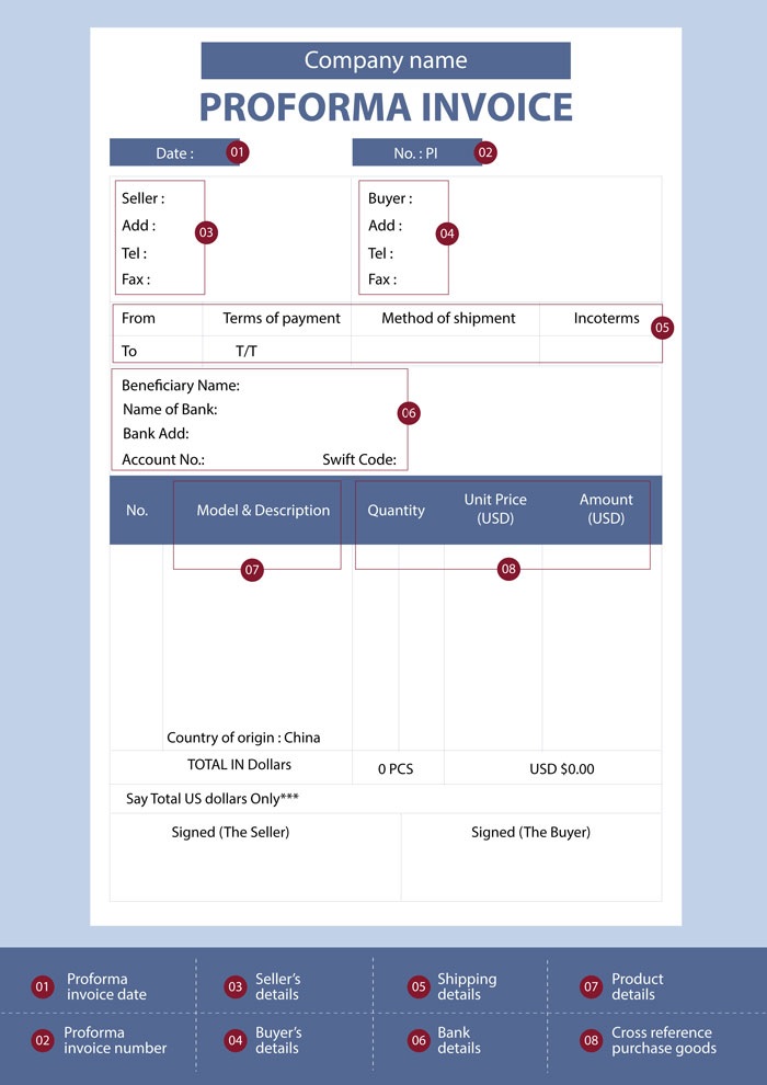 hóa đơn chiếu lệ proforma invoice