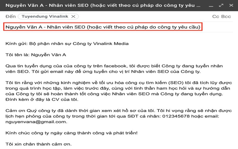 Viết tiêu đề email như thế nào