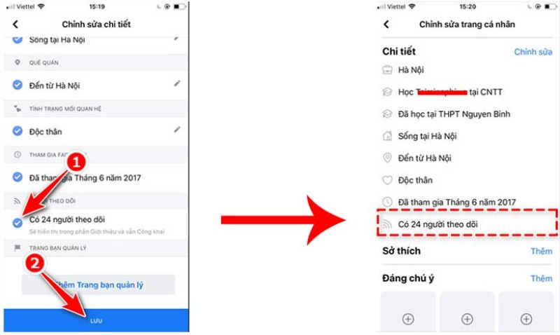 cách bật chế độ theo dõi trên facebook cho iphone 