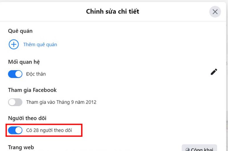 cách để chế độ theo dõi trên facebook