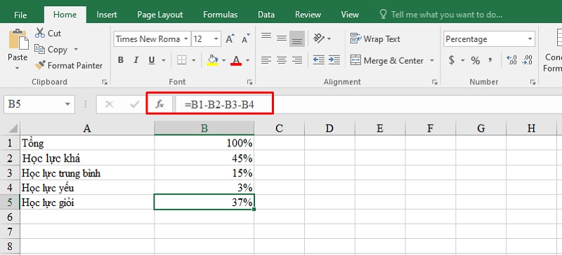 cách trừ trong excel