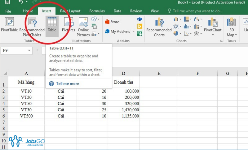 Cách Tạo Bảng Trong Excel Bằng Insert Table