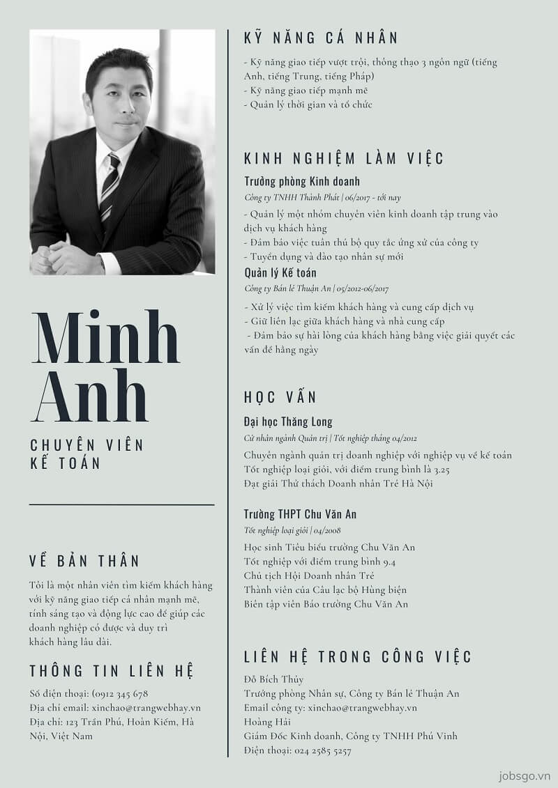 mẫu cv ngành kinh tế 1