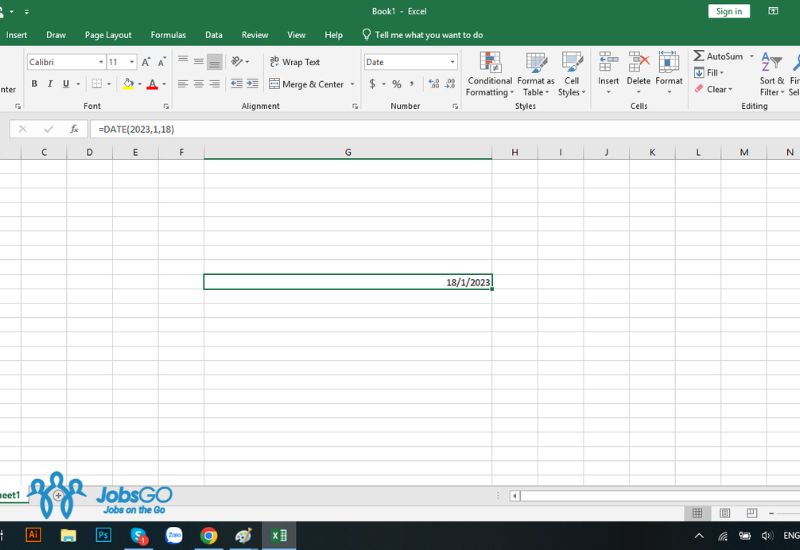 cách dùng hàm date trong excel