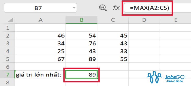 chi tiết về hàm max trong excel kèm ví dụ minh họa