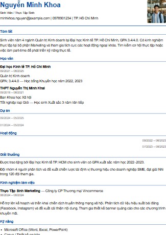 Mẫu CV Tiêu Chuẩn 1