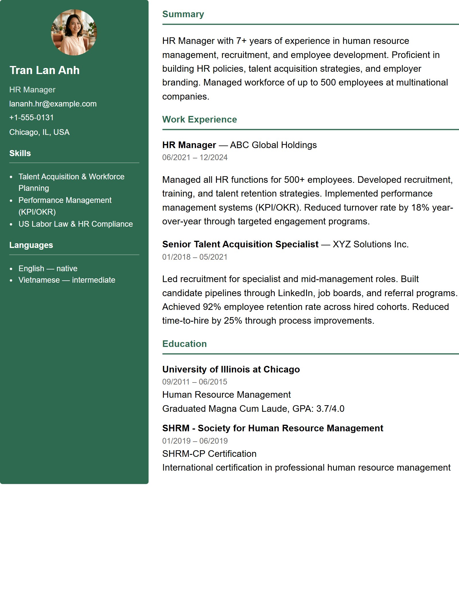 Mẫu CV Tiêu Chuẩn 2