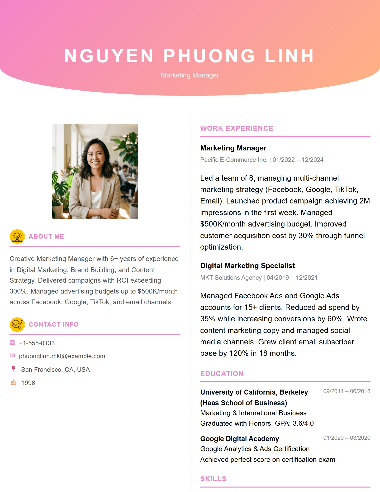 Mẫu CV Hiện đại 2