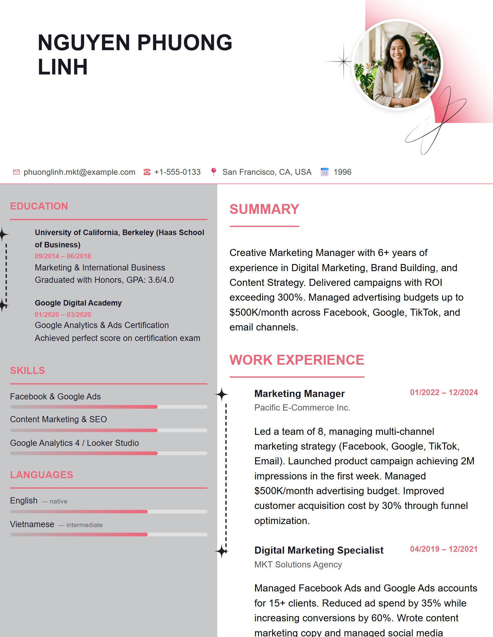 Mẫu CV Hiện đại 6