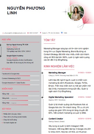 Mẫu CV Hiện đại 6