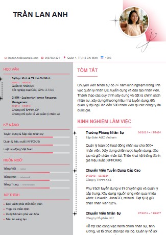 Mẫu CV Hiện đại 6