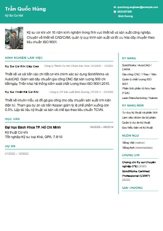 Mẫu CV Chuyên Nghiệp 1