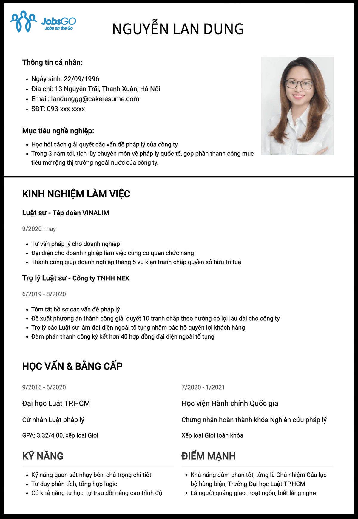 Mẫu CV Luật